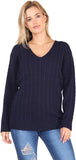 Teal Plus Size Cable Knitted Sweater Top For Women 16-18 - Dropwear