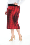 Grey Plus Size Midi Skirt Dogtooth For Women 20-22 - Dropwear