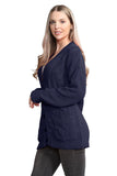 Turquoise Cable Knitted Button Cardigan For Women 12-14 - Dropwear