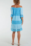 Yellow Scoop Neck Tie Lace Tiered Midi Dress For Women ONE SIZE - Dropwear