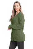 Cable Knitted Button Cardigan For Women  - Dropwear