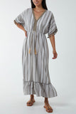 Aztec Print Tassel Midi Dress For Women  - Dropwear