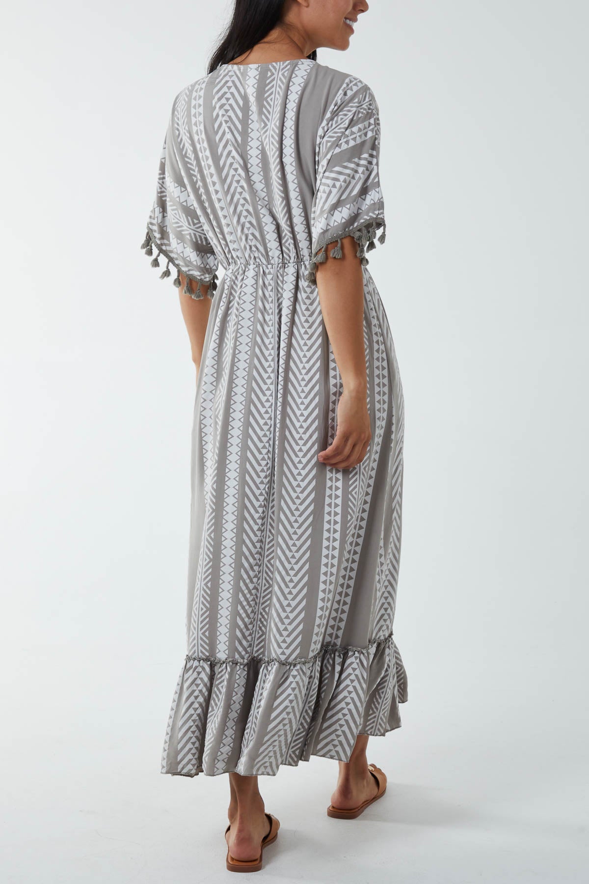 Aztec Print Tassel Midi Dress For Women  - Dropwear