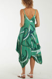 Orange Abstract Cami Hanky Hem Dress For Women ONE SIZE - Dropwear