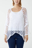 Crochet Round Neck Long Sleeve Top For Women  - Dropwear