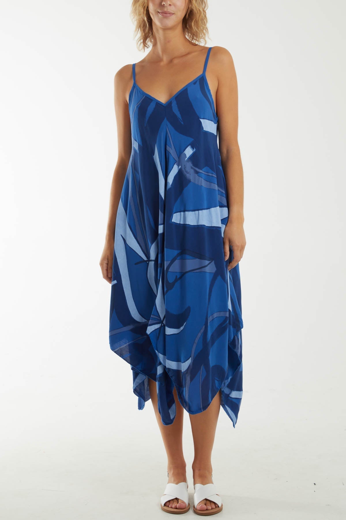 Abstract Cami Hanky Hem Dress For Women  - Dropwear