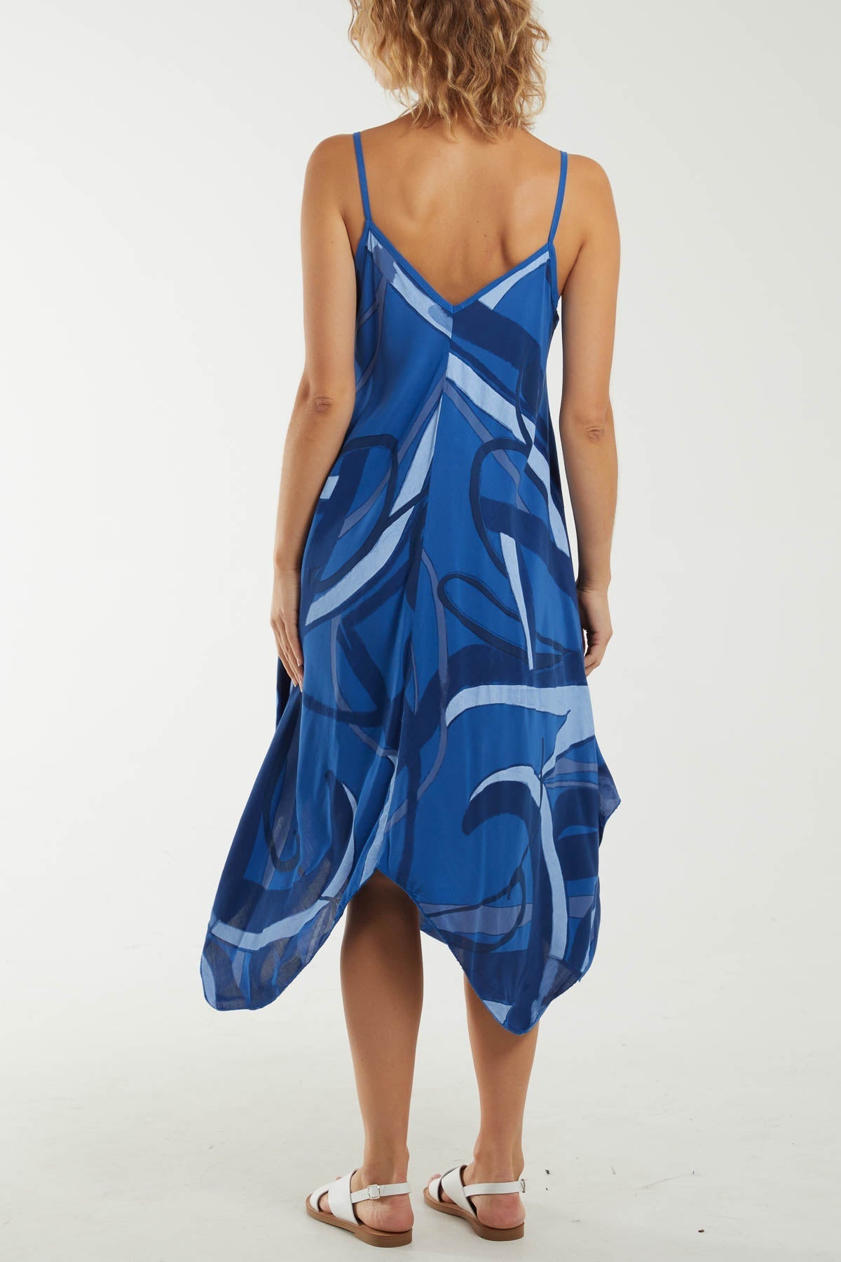Abstract Cami Hanky Hem Dress For Women  - Dropwear