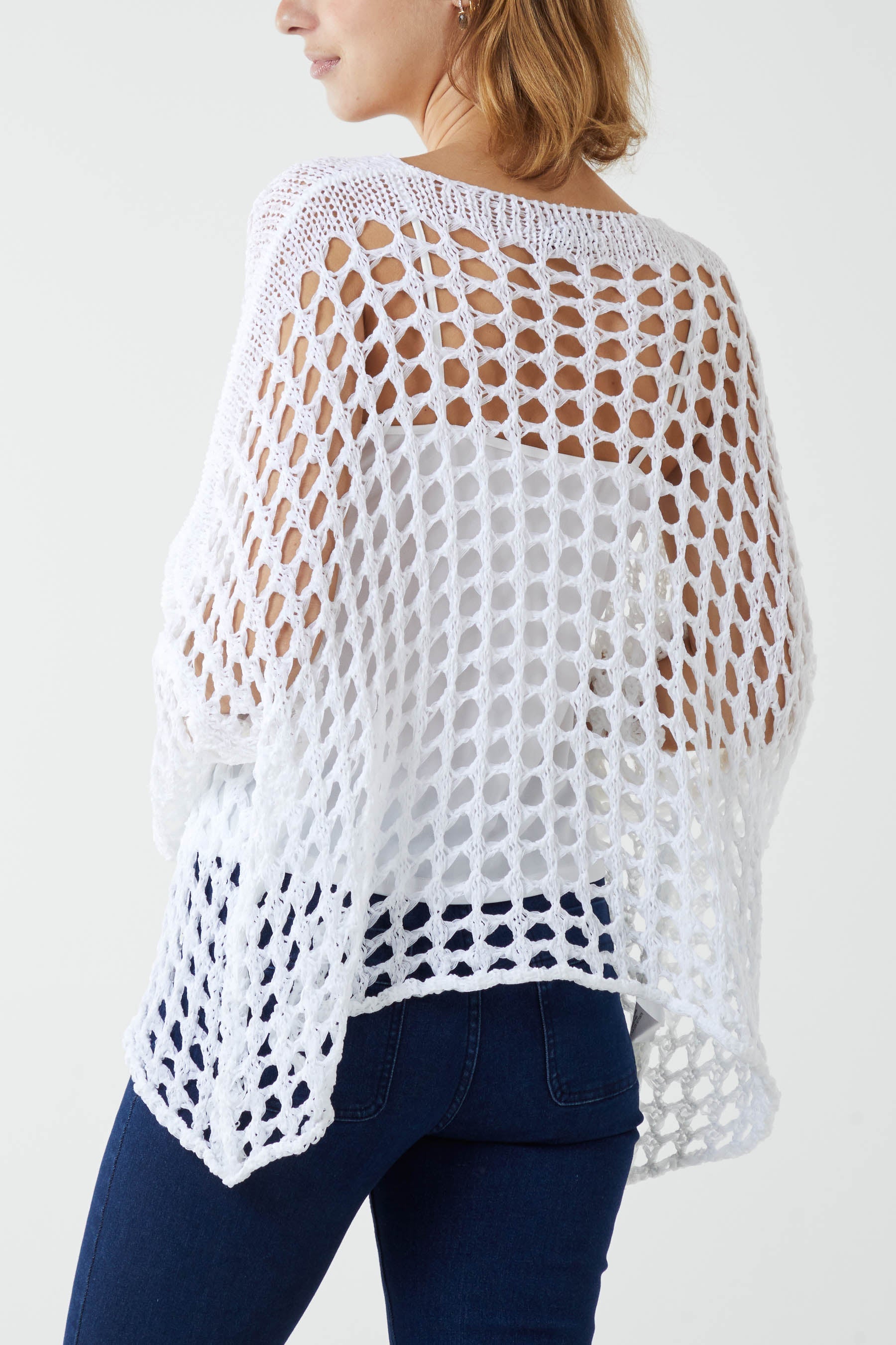 Crochet Round Neck Long Sleeve Top For Women  - Dropwear