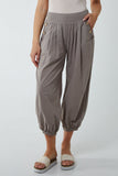 Button Pocket Detail Harem Pants For Women  - Dropwear