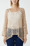 Crochet Round Neck Long Sleeve Top For Women  - Dropwear