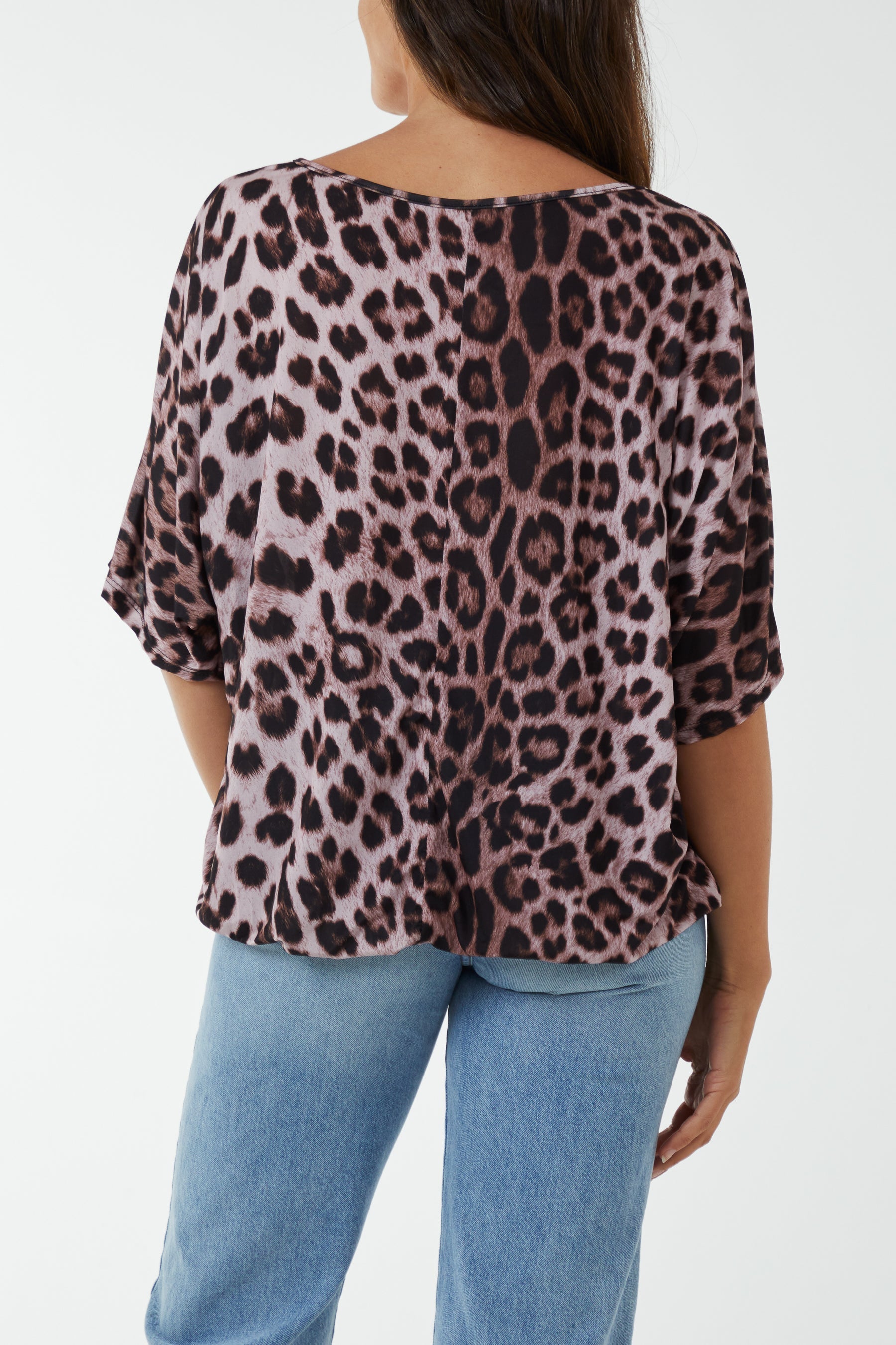 Blush Short Sleeve Leopard Print Top For Women ONE SIZE - Dropwear