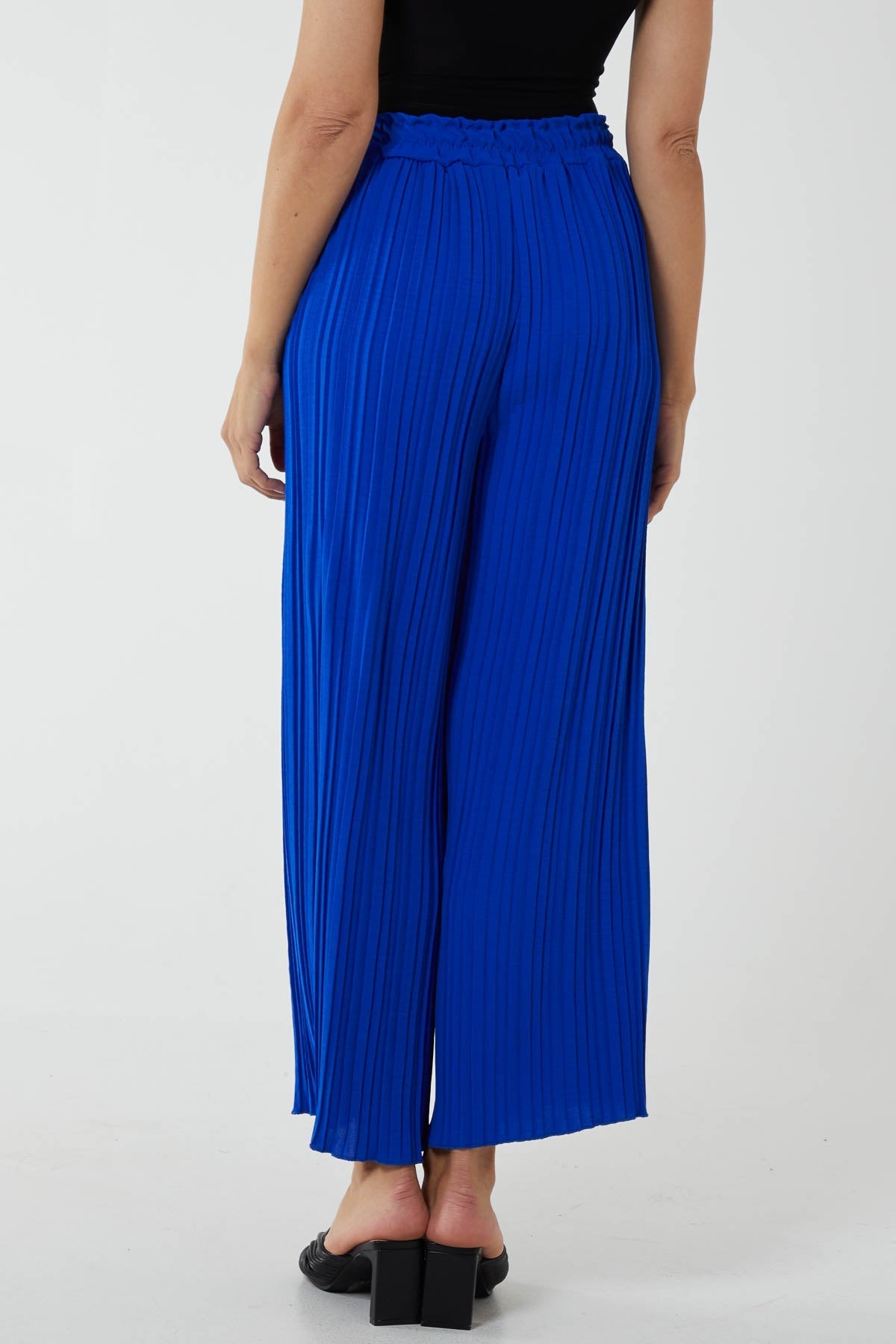 Fuchsia Wide Leg Plisse Drawstring Trousers For Women ONE SIZE - Dropwear