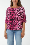 Short Sleeve Leopard Print Top For Women  - Dropwear