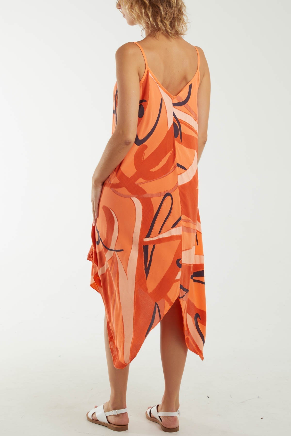 Abstract Cami Hanky Hem Dress For Women  - Dropwear