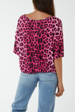 Short Sleeve Leopard Print Top For Women  - Dropwear