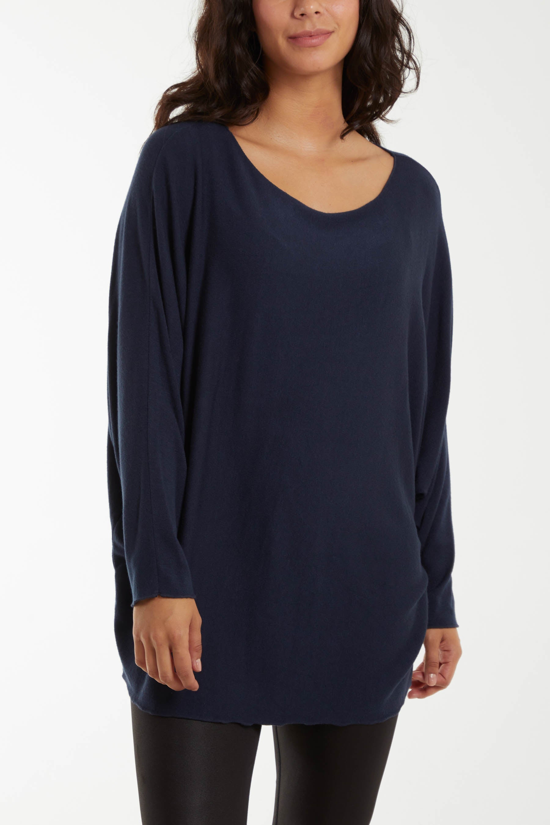 Round Neck Batwing Fine Knit Jumper For Women  - Dropwear