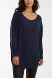 Round Neck Batwing Fine Knit Jumper For Women  - Dropwear