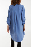 V-Neck Button Sleeve Long Top For Women  - Dropwear