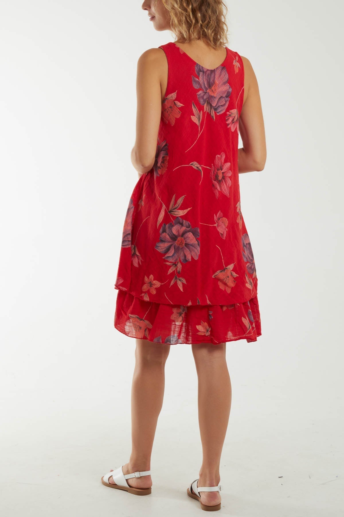 Floral Double Layer Sleeveless Dress For Women  - Dropwear