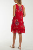 Floral Double Layer Sleeveless Dress For Women  - Dropwear