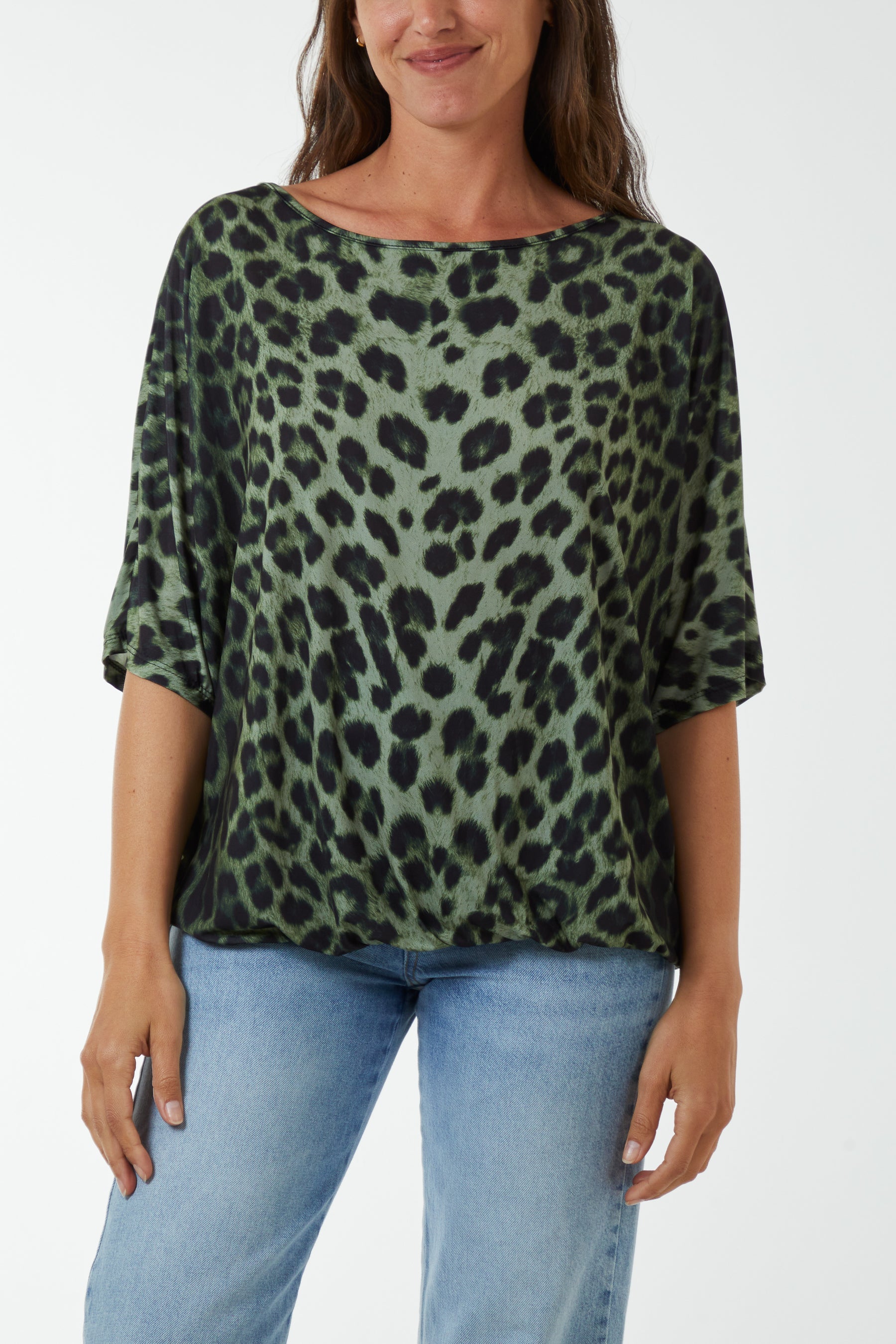 Jade Short Sleeve Leopard Print Top For Women ONE SIZE - Dropwear