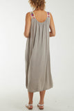 Khaki Crochet Sleeve Scoop Neck Midi Dress For Women ONE SIZE - Dropwear