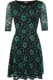 Grey Plus Size Floral Lace Flared Skater Dress For Women 14 - Dropwear