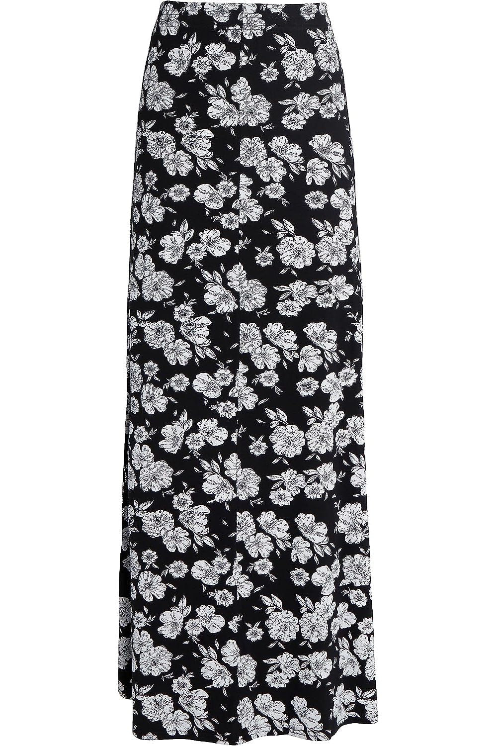 (Big Flower) Plus Size Flower Print Maxi Skirt For Women 16 - Dropwear