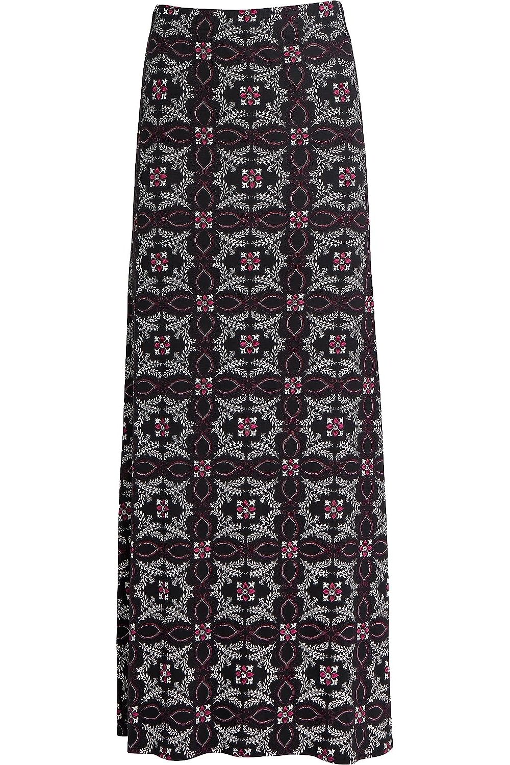 Square Floral Purple Plus Size Square Floral Purple Print Maxi Skirt For Women 14 - Dropwear