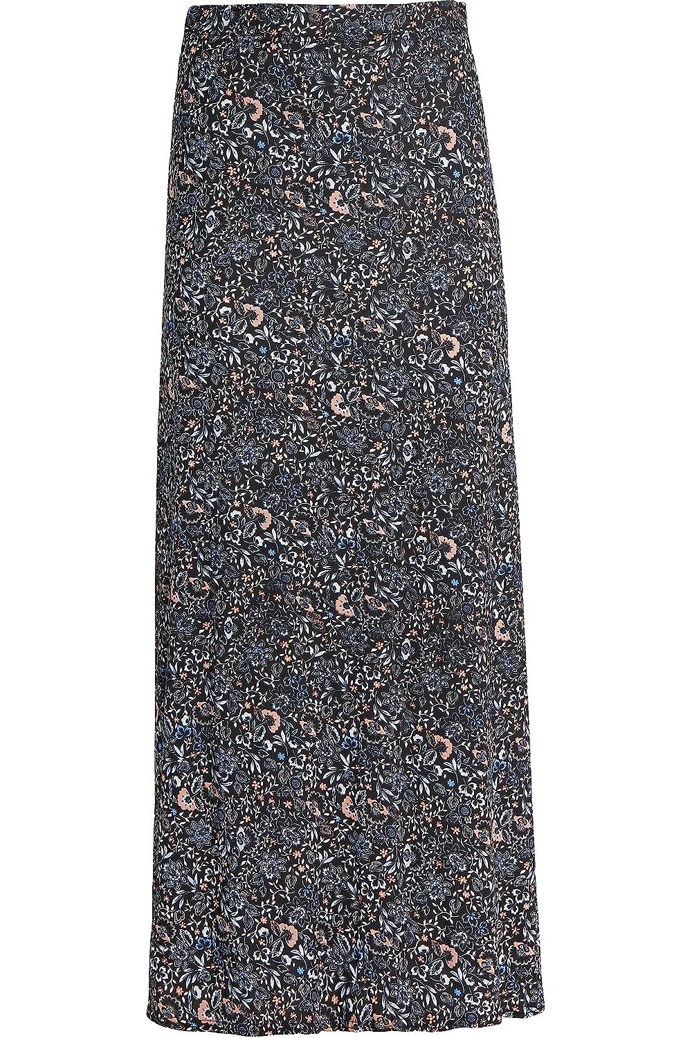 Peach Floral Plus Size Peach Floral Print Maxi Skirt For Women 14 - Dropwear