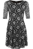 Cerise Plus Size Floral Lace Flared Skater Dress For Women 18 - Dropwear