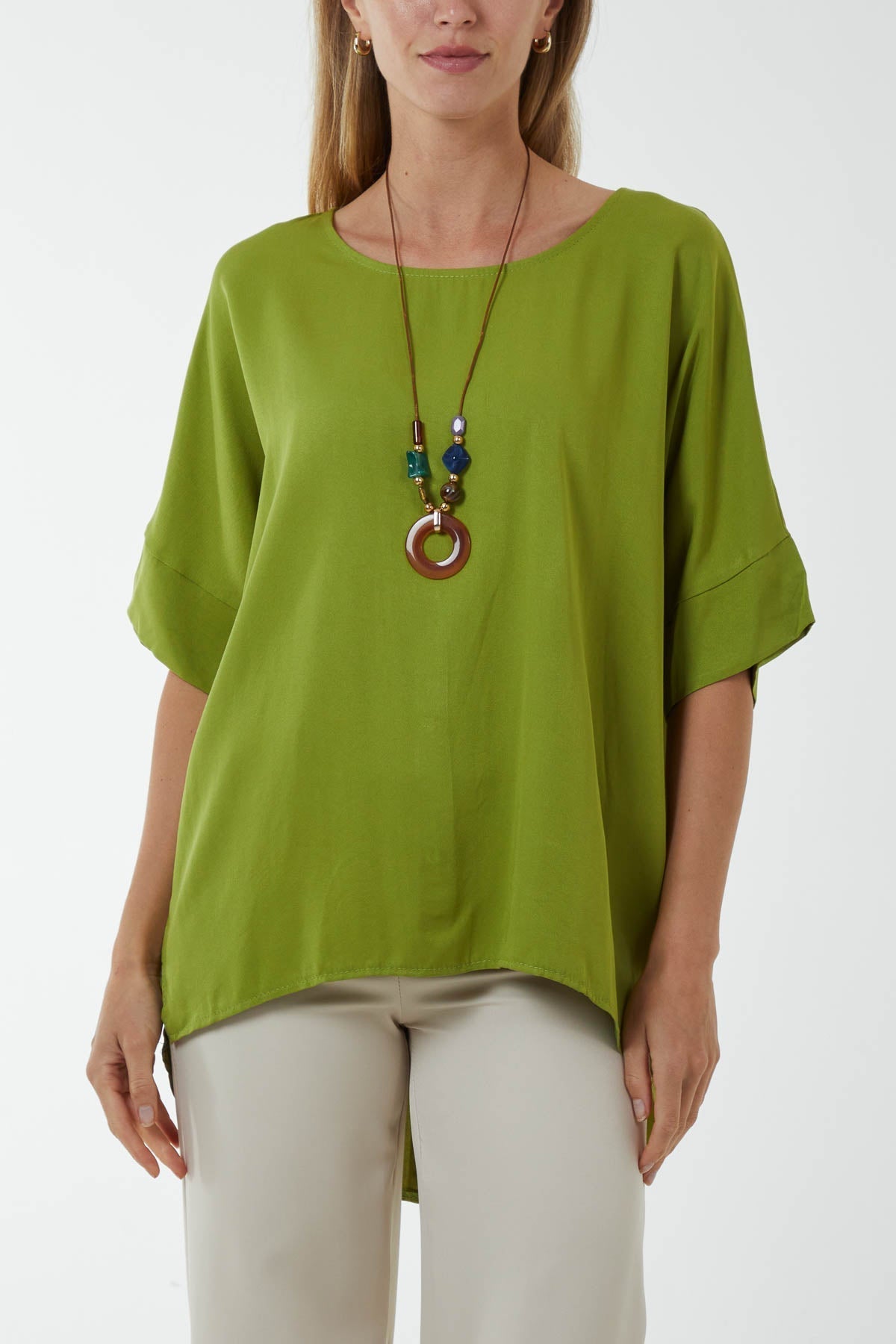 Jade Button Back Asymmetric Necklace Top For Women ONE SIZE - Dropwear