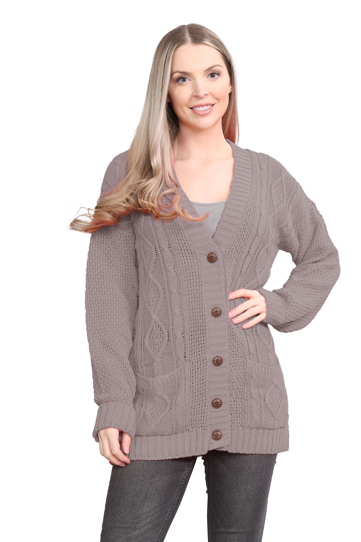 Teal Cable Knitted Button Cardigan For Women 8-10 - Dropwear