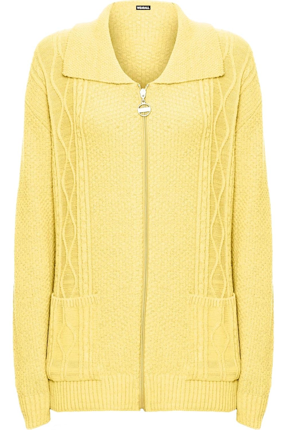 Knit Collar Long Sleeve Zip Cardigan For Women  - Dropwear