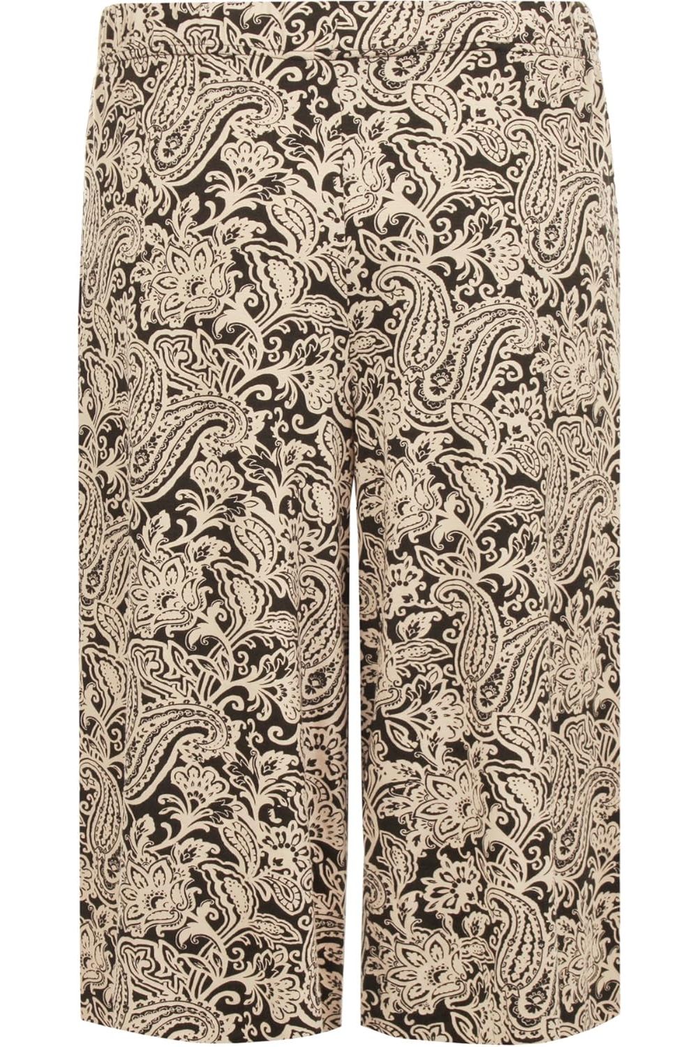 Black Abstract Paisley Print Culottes Shorts For Women 12-14 - Dropwear