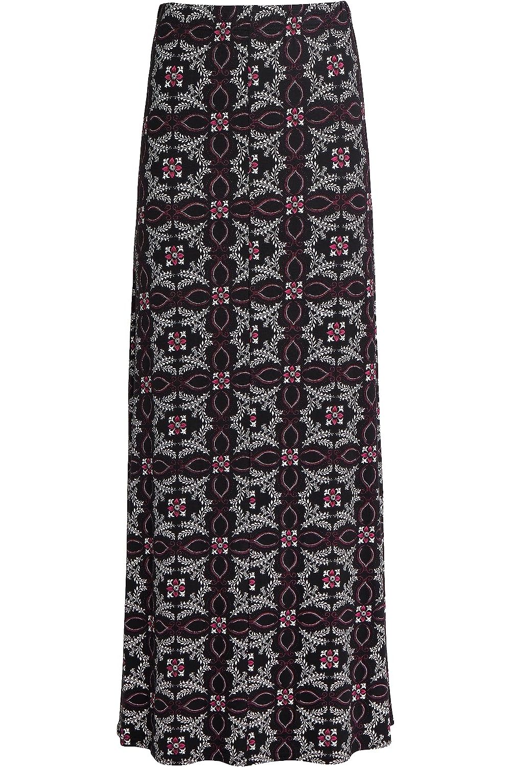 Square Floral Purple Plus Size Square Floral Purple Print Maxi Skirt For Women 16 - Dropwear