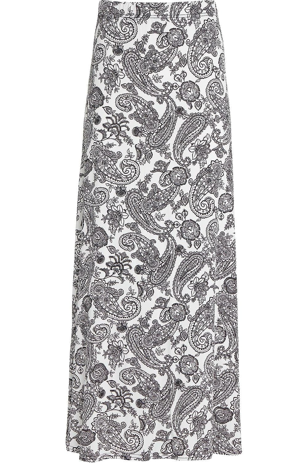 Paisley White Plus Size White Paisley Print Maxi Skirt For Women 14 - Dropwear