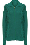 Knit Collar Long Sleeve Zip Cardigan For Women  - Dropwear