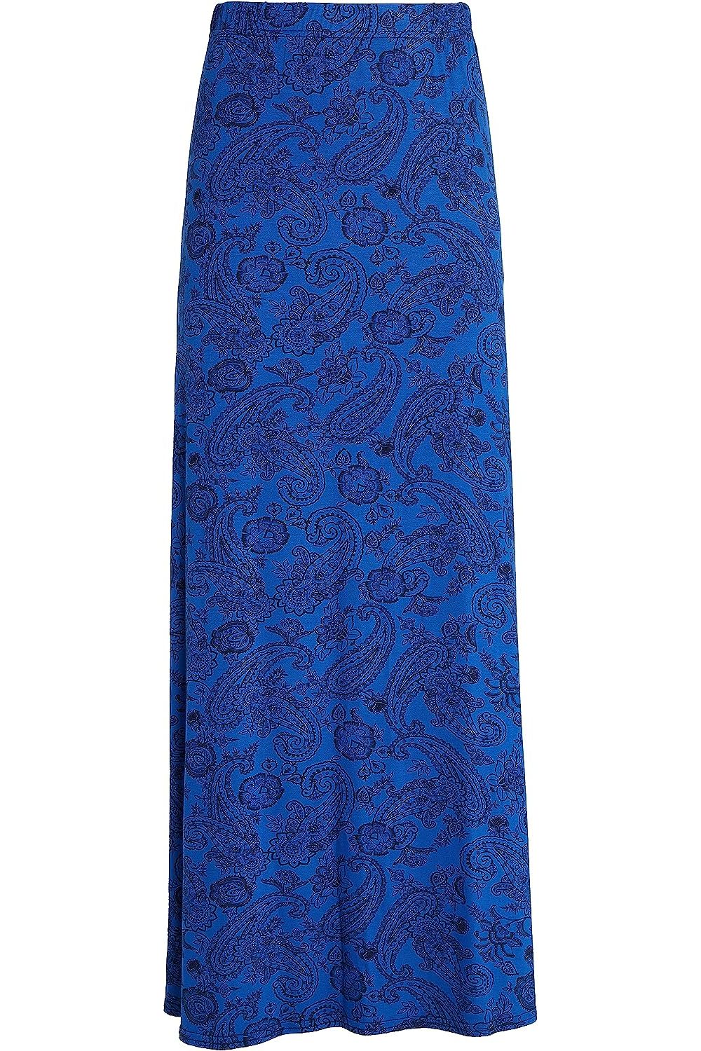 Pasiley Royal Plus Size Royal Paisley Print Maxi Skirt For Women 14 - Dropwear