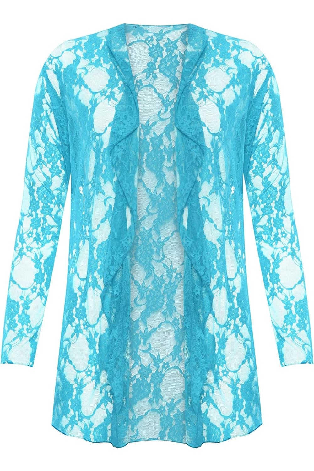 Wine Floral Lace Open Cardigan Waterfall Top For Women 26-82 - Dropwear