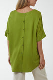 Khaki Button Back Asymmetric Necklace Top For Women ONE SIZE - Dropwear