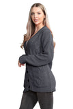 Cable Knitted Button Cardigan For Women  - Dropwear
