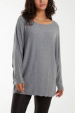 Camel Round Neck Batwing Fine Knit Jumper For Women ONE SIZE - Dropwear