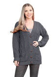 Cable Knitted Button Cardigan For Women  - Dropwear