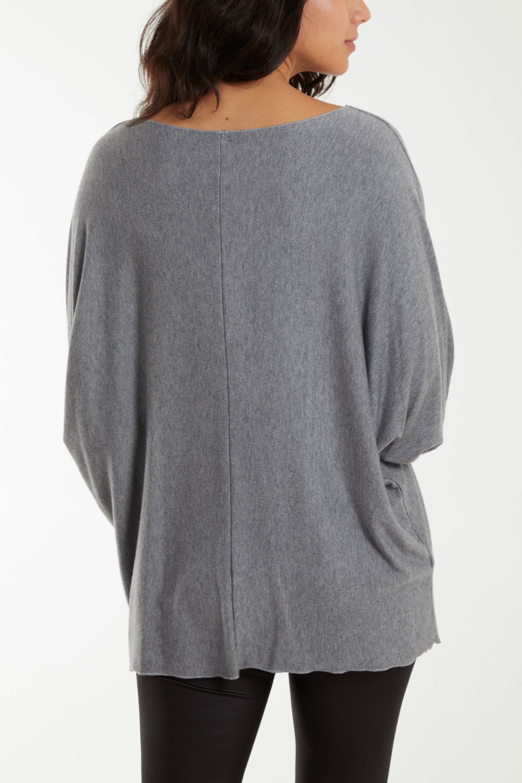 Blush Round Neck Batwing Fine Knit Jumper For Women ONE SIZE - Dropwear