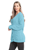 Bottle Green Cable Knitted Button Cardigan For Women 12-14 - Dropwear