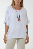 Light Blue Button Back Asymmetric Necklace Top For Women ONE SIZE - Dropwear