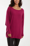 Beige Round Neck Batwing Fine Knit Jumper For Women ONE SIZE - Dropwear