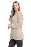 Mustard Cable Knitted Button Cardigan For Women 12-14 - Dropwear
