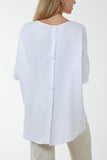 Button Back Asymmetric Necklace Top For Women  - Dropwear